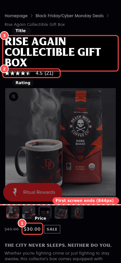 Annotated mobile screenshot